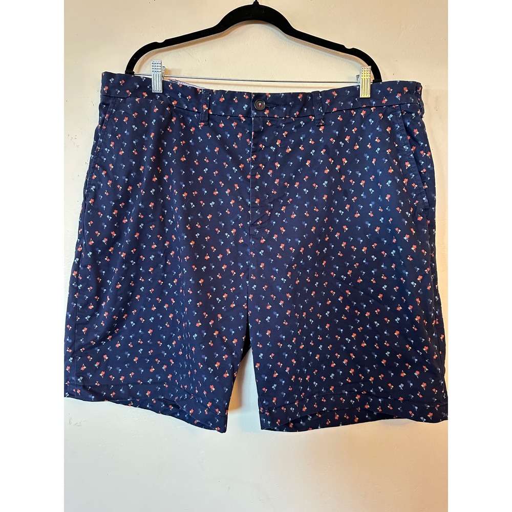 Tommy Hilfiger Mens Navy Blue Palm Tree Print Chino Shorts Size 42 Tropical